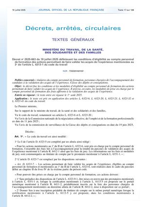 Decret Du 18 7 2025 Sur Conditions Egilibilite Cpf Pour Vae