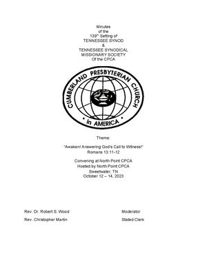 Tennessee Synod CPCA 139th Meeting