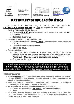 Materiales De Educación Física