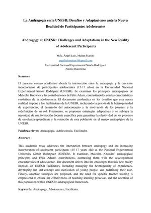 La Andragogía En La Unesr