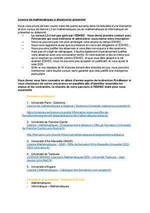 Licence De Mathématiques à Distance