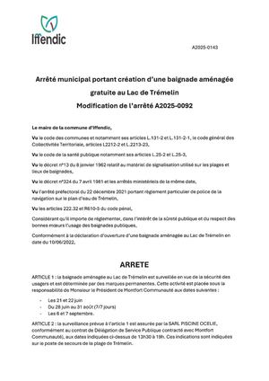 Arrêt Municip Du 07.05.2025 - Création D'une Zone De Baignade