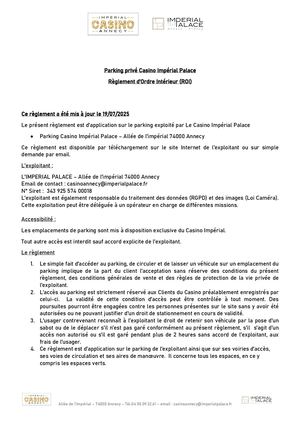 Reglement Parking Casino Impérial Annecy