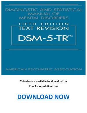 Diagnostic And Statistical Manual Of Mental Disorders 5th Edition PDF