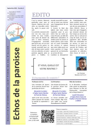 Bulletin Paroissial St Pierre Val d'Allier Numéro 4 Septembre 2024