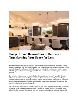 Budget Home Renovations In Brisbane
