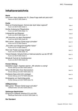 Pressespiegel 20250728