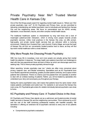 Private Psychiatry Near Me – Trusted Mental Health Services In Kansas City