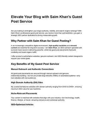 Elevate Your Blog With Saim Khan's Guest Post Service