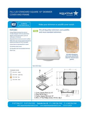 SFL10xxx Fillable Standard Square 10'' Skimmer And Autofill Lid_CS212-061424