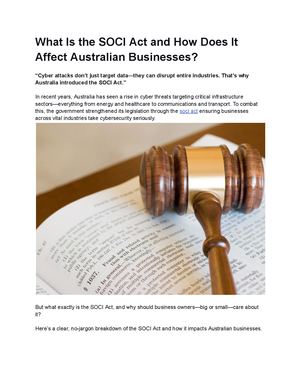 What Is The Soci Act And How Does It Affect Australian Businesses