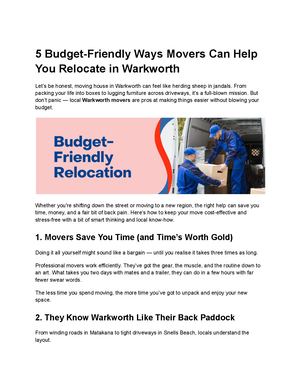 5 Budget Friendly Ways Movers Can Help You Relocate In Warkworth
