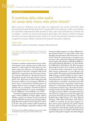 Il Contributo Della Video Analisi Nel Campo Della Ricerca Nella Prima Infanzia, Lucia Balduzzi Infanzia 2 2020
