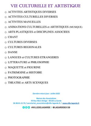 Vie Culturelle Et Artistique 2025