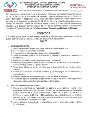 Convocatoria abierta para Director(a) de Escuela Normal Superior en Chiapas