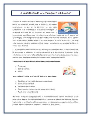 La Importancia De La Tecnología En La Educación