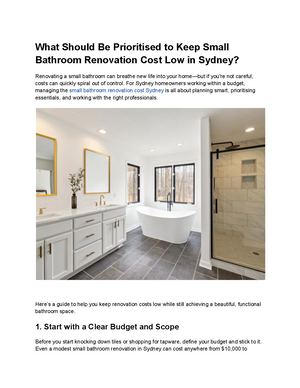 What Should Be Prioritised To Keep Small Bathroom Renovation Cost Low In Sydney