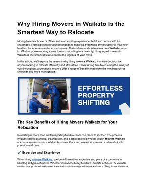 Why Hiring Movers In Waikato Is The Smartest Way To Relocate