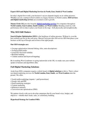 Expert Seo And Digital Marketing Services In North, East, South & West London