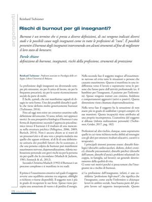 Rischi Di Burnout Per Gli Insegnanti Reinhard Tschiesner Infanzia 3 2019