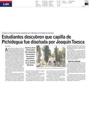 Estudiantes descubren que capilla de Pichidegua fue diseñada por Joaquín Toesca