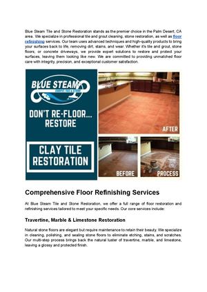 Blue Steam Tile and Stone Restoration - Expert Floor Refinishing in Palm Desert, CA