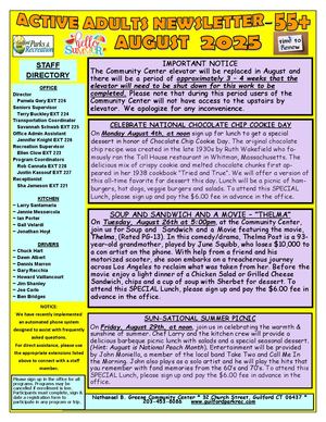 Active Adults August 2025 Newsletter