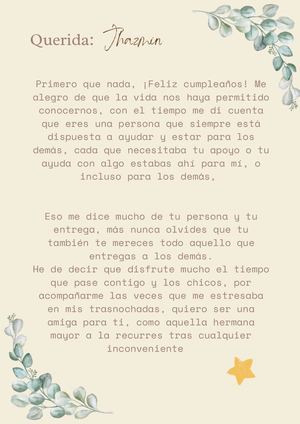 Carta de cumpleaños