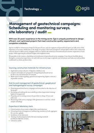 Fiche Technique Mines | Management of geotechnical campaigns - EN - Egis - 2025
