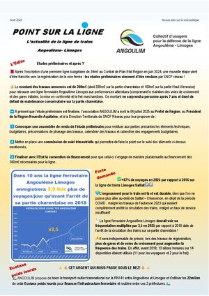 Point Sur La Ligne Limoges Angoulême Août 2025