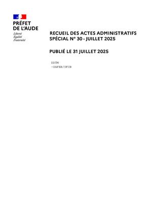 Arrêté de la Préfecture n°30 Juillet 2025