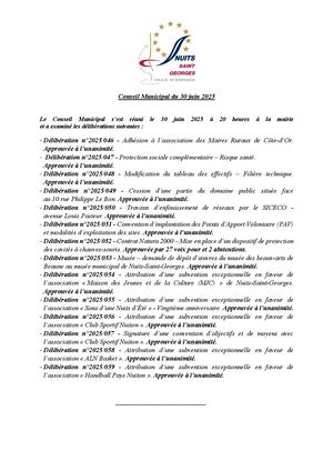 Extraits Du Registre Des Délibérations Du Conseil Municipal Du 30 juin 2025