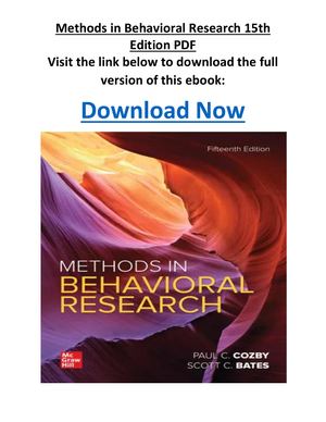 Methods In Behavioral Research 15th Edition PDF