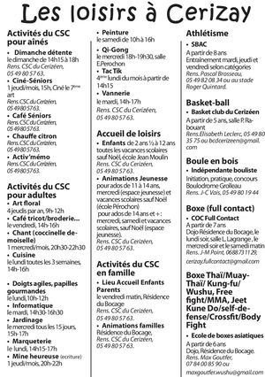 Dépliant Loisirs à Cerizay