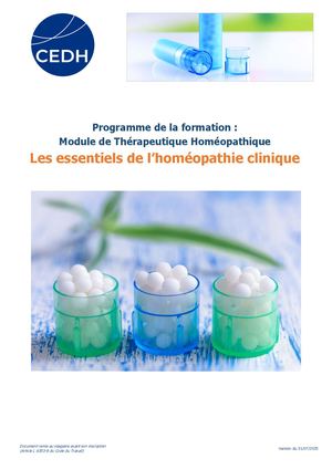 Programme Les Essentiels De l'homéopathie Clinique