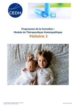 Programme Pédiatrie Niveau 2