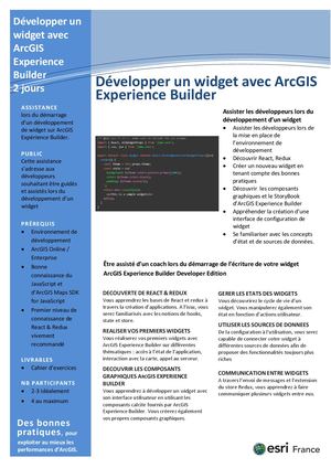 Pack Développer un widget avec ArcGIS Experience Builder