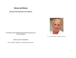 Cancer De Mama Libro Dr Hamer 1 Ed 1