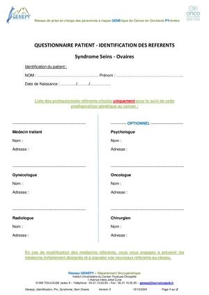 Genepy So Questionnaire Et Identification Professionnels