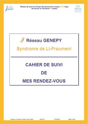 Genepy Lifraumeni Cahier De Suivi Patient Jaune
