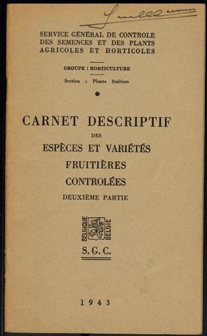 Carnet Descriptif Des Espèces Et Variétés Fruitières Controlées