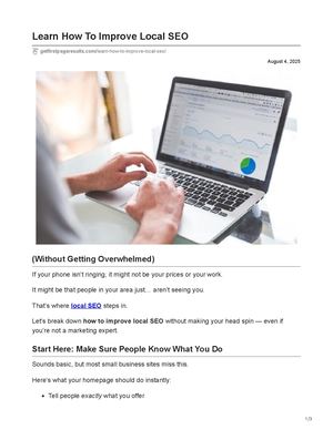Learn How To Improve Local Seo