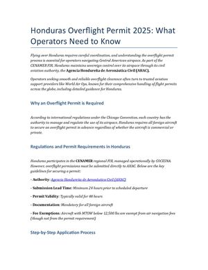 Honduras Overflight Permit 2025