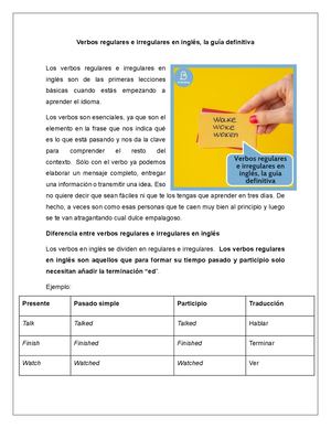 Verbos Regulares E Irregulares En Inglés, La Guía Definitiva De Yaelis Ariano