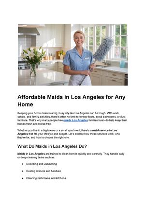 Post 1 Affordable Maids In Los Angeles For Any Home