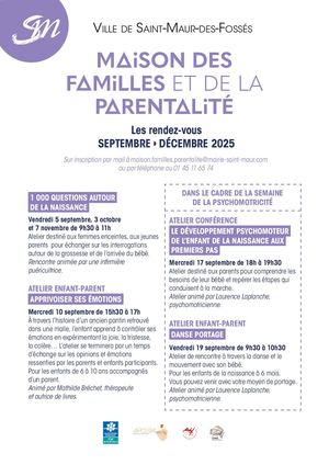 Programme • Maison des Familles et de la Parentalité - Septembre à Décembre 2025