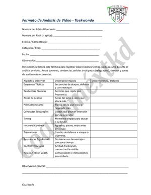 Formato Analisis Video Taekwondo