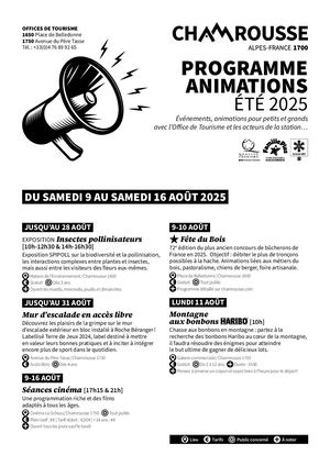 Programme animations 16/08 - 23/08 Chamrousse