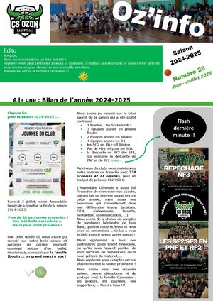 Newsletter Cso Juin Juillet 2025 N°26