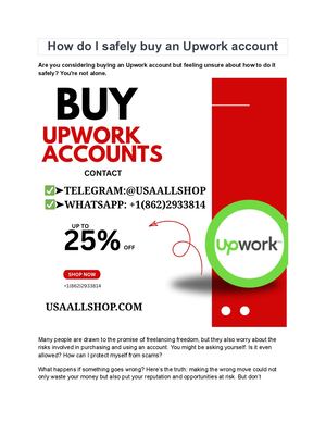 How Do I Safely Buy An Upwork Account